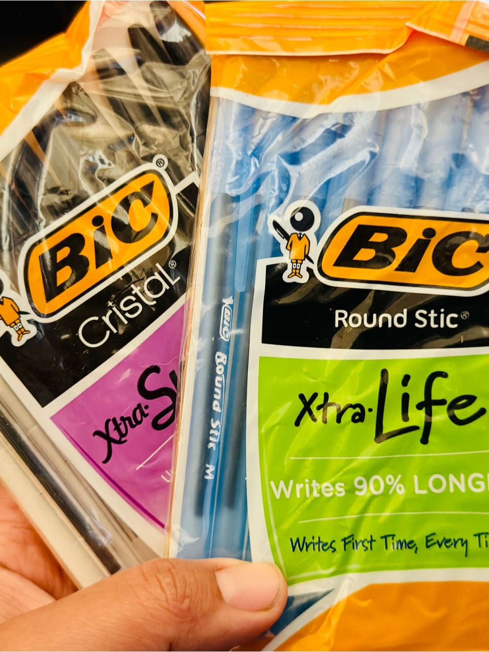 Round Stic Xtra Life Ballpoint Pens - Blue & Black -